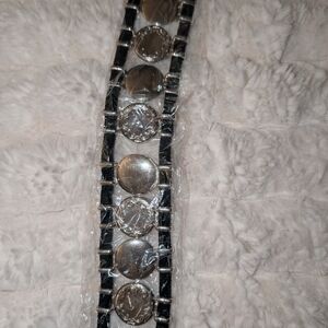 Source Unknown Black and Silver Women's Belt